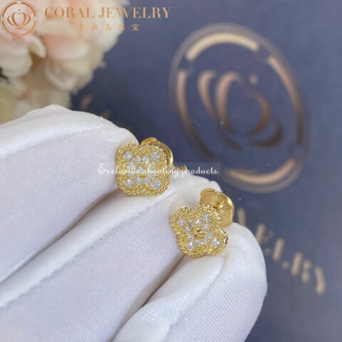 Van Cleef & Arpels VCARO85500 Sweet Alhambra Earstuds Yellow Gold Diamond 2
