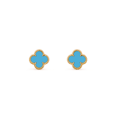 Van Cleef & Arpels VCARA44500 Earrings Sweet Alhambra earstuds yellow gold Turquoise 1