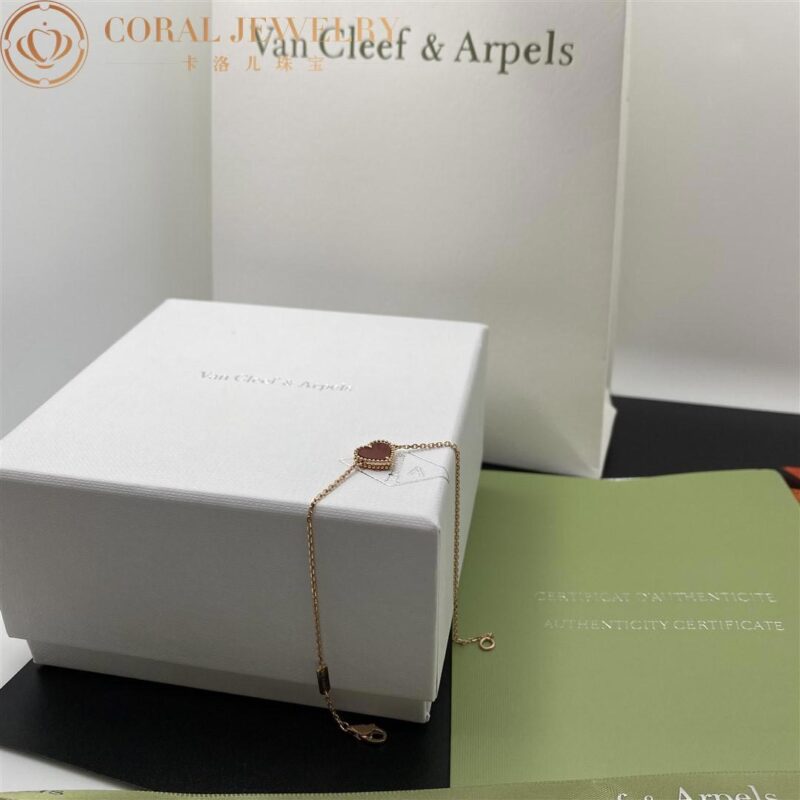 Van Cleef & Arpels VCARN59L00 Sweet Alhambra heart bracelet Rose gold Carnelian bracelet 8