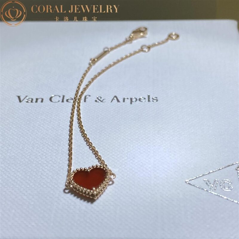 Van Cleef & Arpels VCARN59L00 Sweet Alhambra heart bracelet Rose gold Carnelian bracelet 7