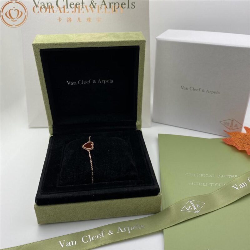 Van Cleef & Arpels VCARN59L00 Sweet Alhambra heart bracelet Rose gold Carnelian bracelet 6