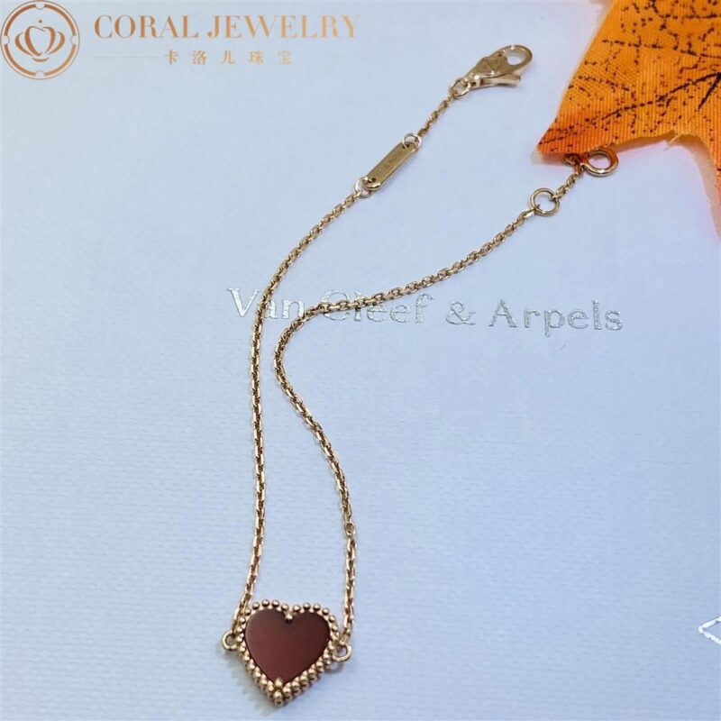 Van Cleef & Arpels VCARN59L00 Sweet Alhambra heart bracelet Rose gold Carnelian bracelet 5