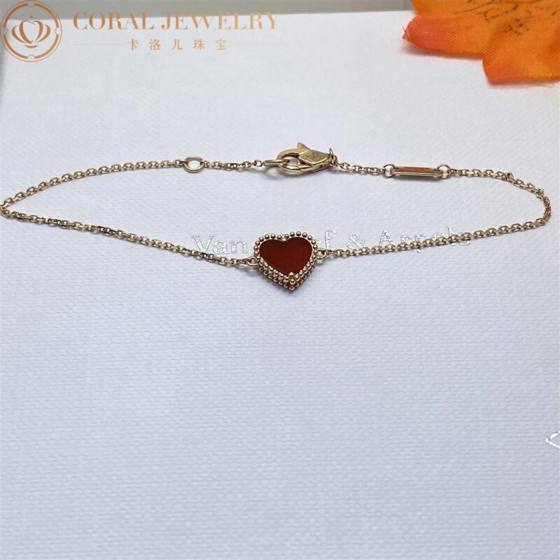 Van Cleef & Arpels VCARN59L00 Sweet Alhambra heart bracelet Rose gold Carnelian bracelet 3