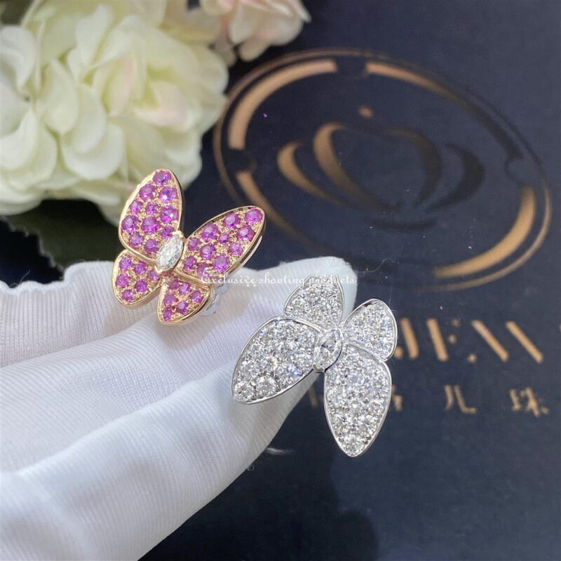 Van Cleef & Arpels VCARO3M500 Two Butterfly Between the Finger ring White gold Diamond Sapphire ring 6