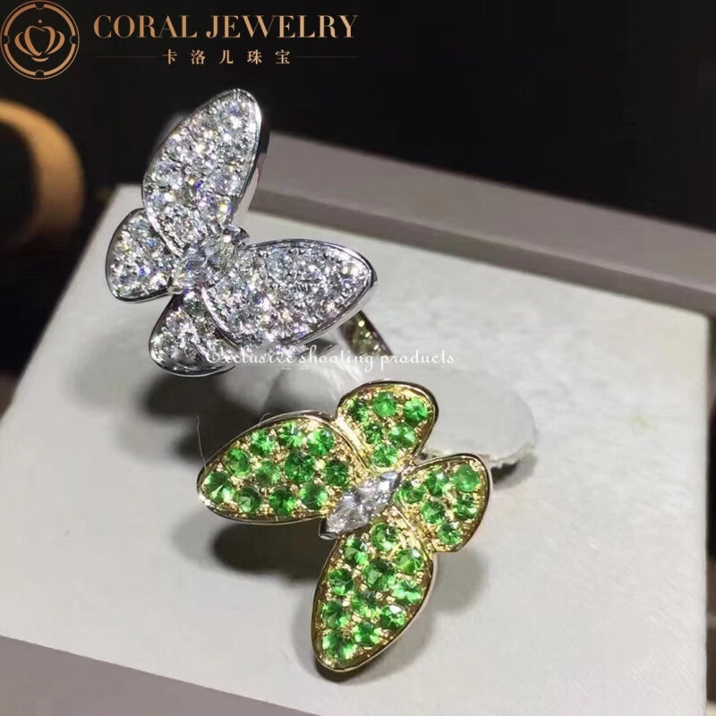 Van Cleef & Arpels VCARO6W500 Two Butterfly Between the Finger ring White gold Tsavorite ring 9