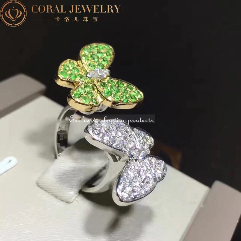 Van Cleef & Arpels VCARO6W500 Two Butterfly Between the Finger ring White gold Tsavorite ring 8