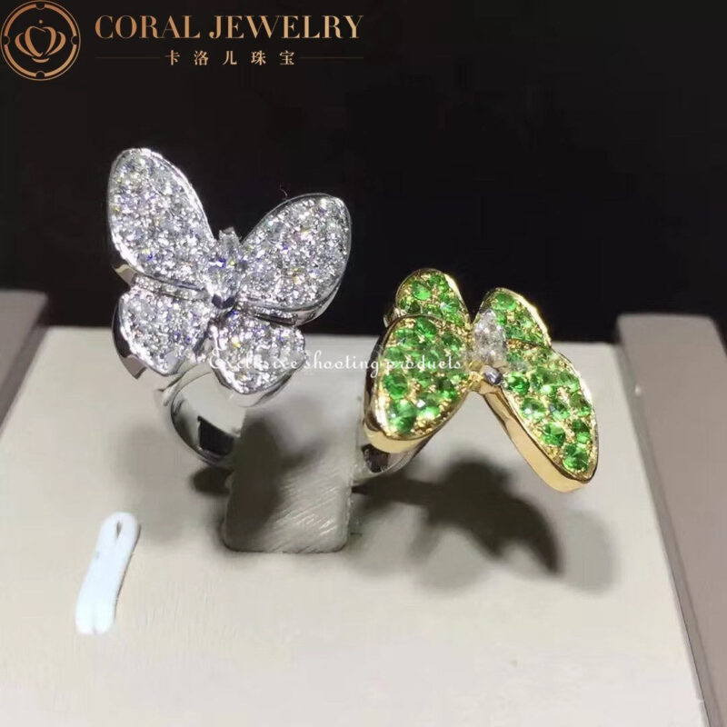 Van Cleef & Arpels VCARO6W500 Two Butterfly Between the Finger ring White gold Tsavorite ring 7