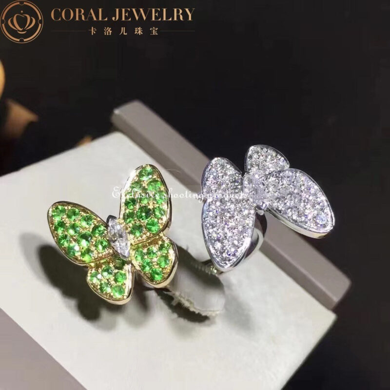 Van Cleef & Arpels VCARO6W500 Two Butterfly Between the Finger ring White gold Tsavorite ring 6