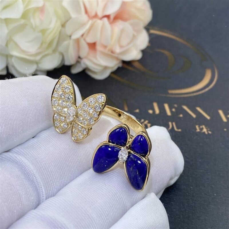 Van Cleef & Arpels VCARP3DN00 Two Butterfly Between the Finger ring Yellow gold Diamond Lapis Lazuli ring 5