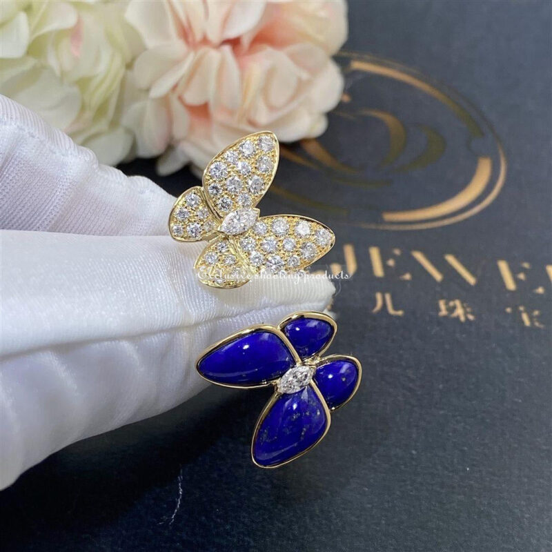 Van Cleef & Arpels VCARP3DN00 Two Butterfly Between the Finger ring Yellow gold Diamond Lapis Lazuli ring 2