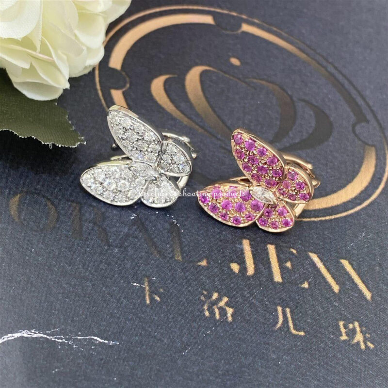 Van Cleef & Arpels VCARO3M600 Two Butterfly earrings White gold Diamond Sapphire 5