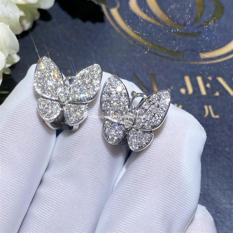 Van Cleef & Arpels VCARB82900 Two Butterfly earrings White gold Diamond 7