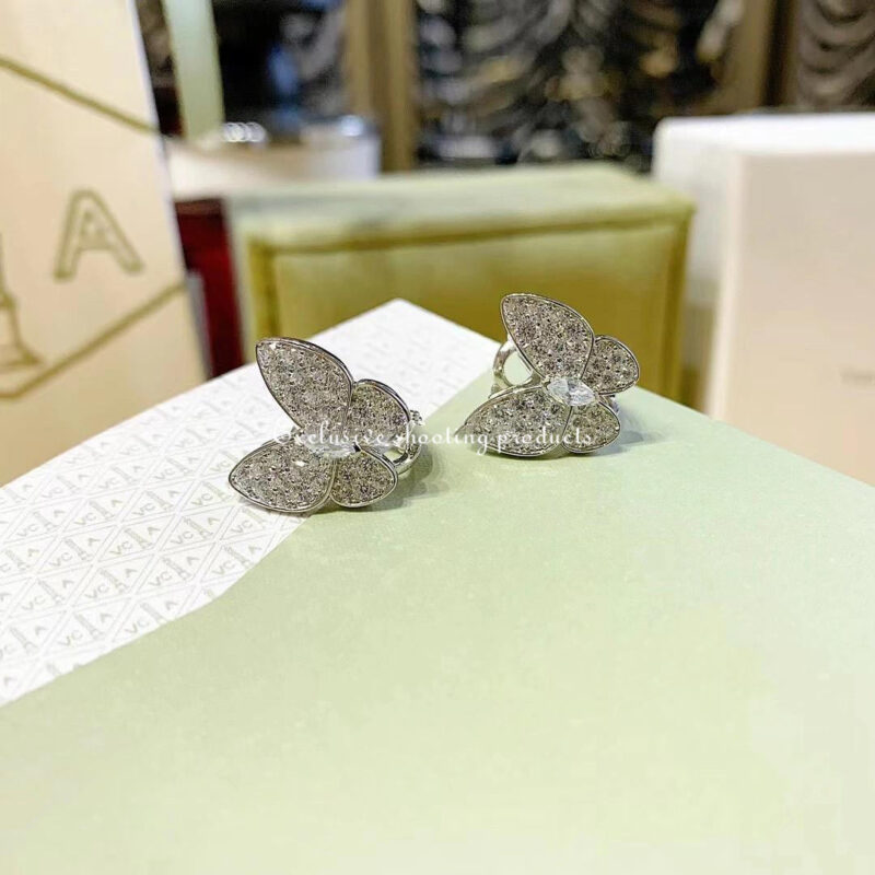 Van Cleef & Arpels VCARB82900 Two Butterfly earrings White gold Diamond 5