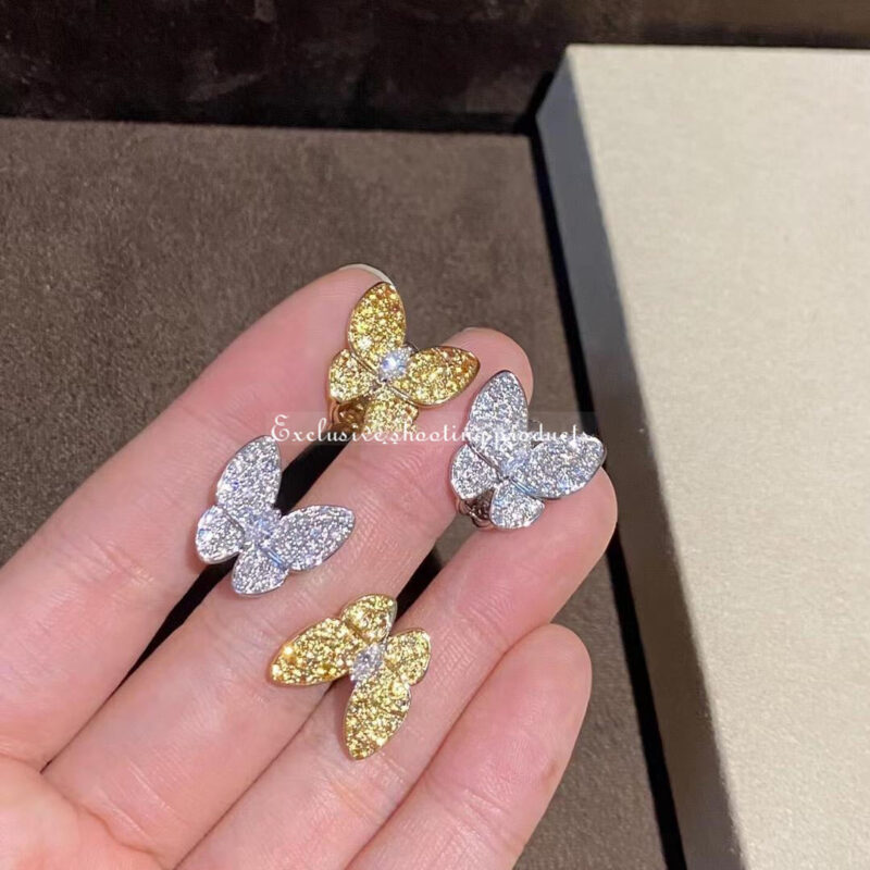 Van Cleef & Arpels VCARB15100 Two Butterfly earrings Yellow gold Diamond Sapphire 4