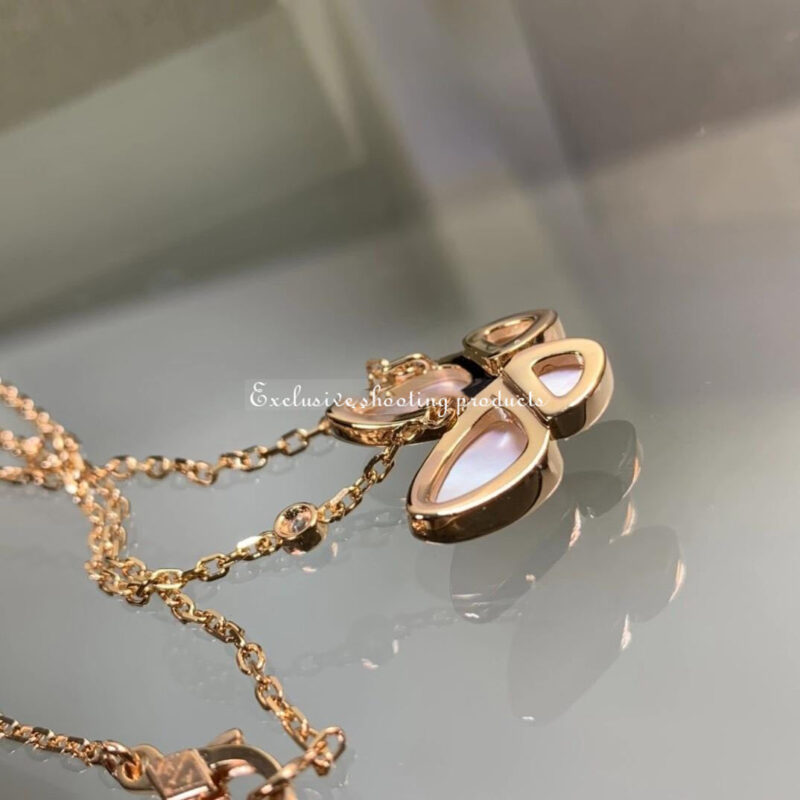 Van Cleef & Arpels VCARO8FO00 Two Butterfly pendant Rose gold Diamond Mother-of-pearl Necklaces 6