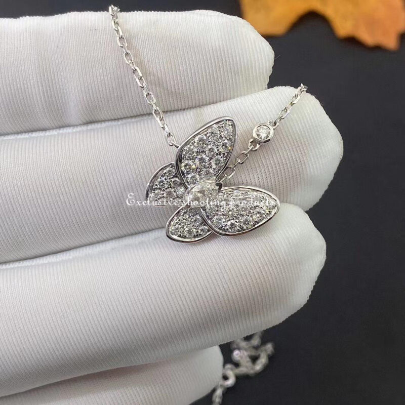 Van Cleef & Arpels VCARO3M400 Two Butterfly pendant White gold Diamond Necklace 5