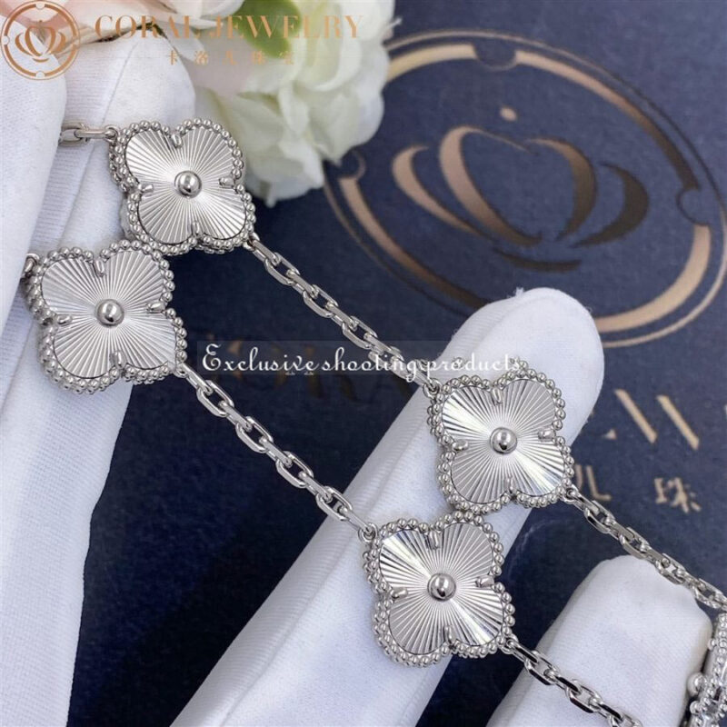 Van Cleef & Arpels VCARP9XE00 Vintage Alhambra Bracelet 5 Motifs 18k White Gold Bracelet 2