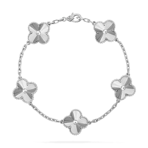 Van Cleef & Arpels VCARP9XE00 Vintage Alhambra Bracelet 5 Motifs 18k White Gold Bracelet 1