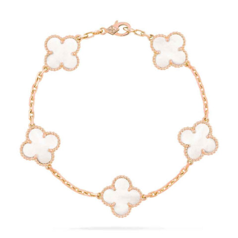 Van Cleef & Arpels VCARA41800 Vintage Alhambra bracelet 5 motifs Rose gold Mother-of-pearl bracelet 1