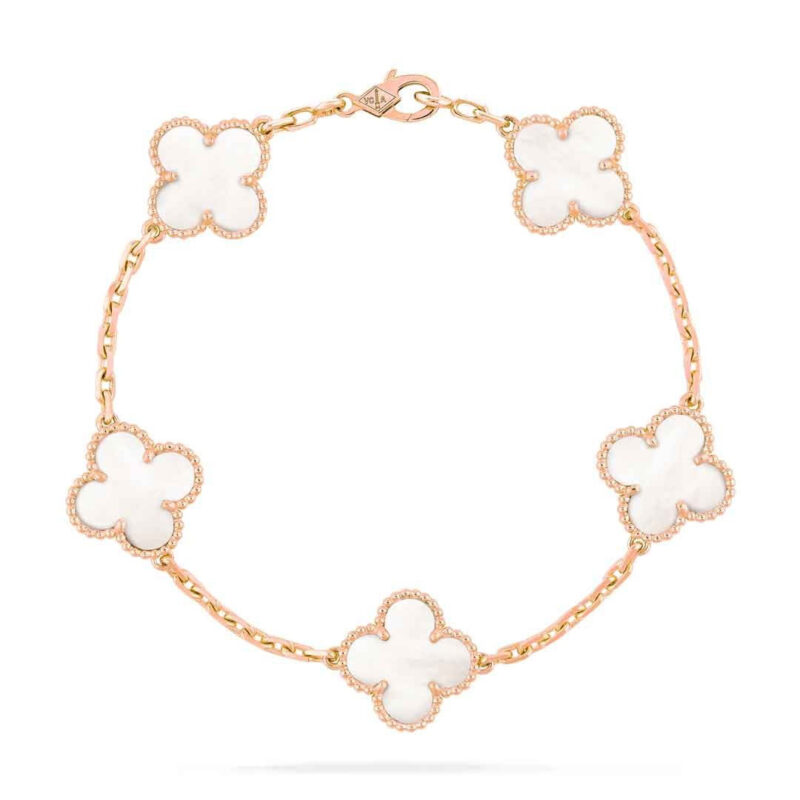 Van Cleef & Arpels VCARA41800 Vintage Alhambra bracelet 5 motifs Rose gold Mother-of-pearl bracelet 1