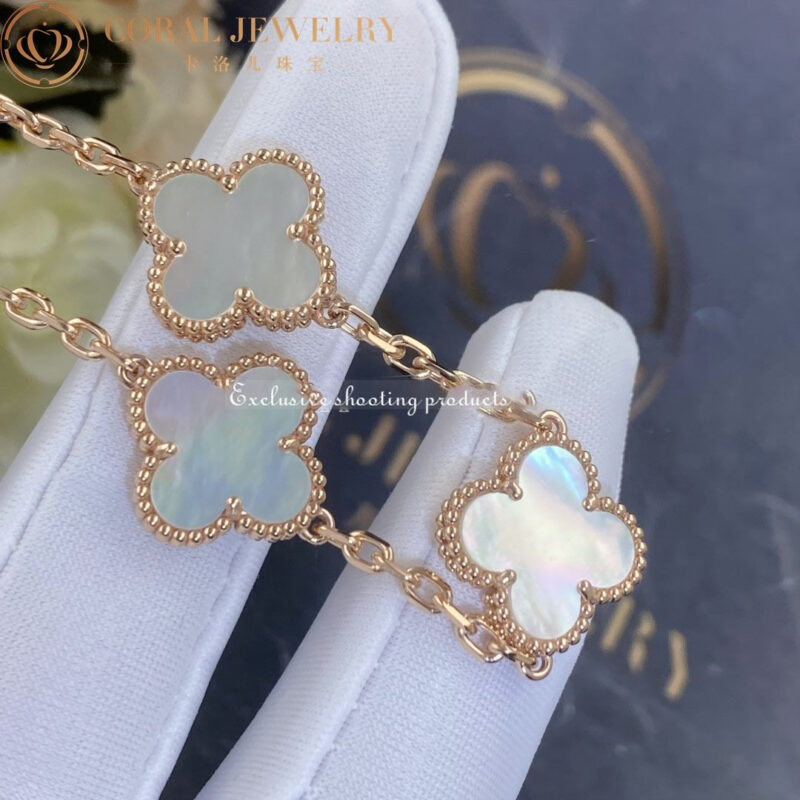 Van Cleef & Arpels VCARA41800 Vintage Alhambra bracelet 5 motifs Rose gold Mother-of-pearl bracelet 5