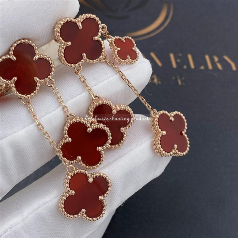 Van Cleef & Arpels Vintage Alhambra Earrings 4 Motifs Rose Gold Carnelian -DIY Jewelry Earrings 4