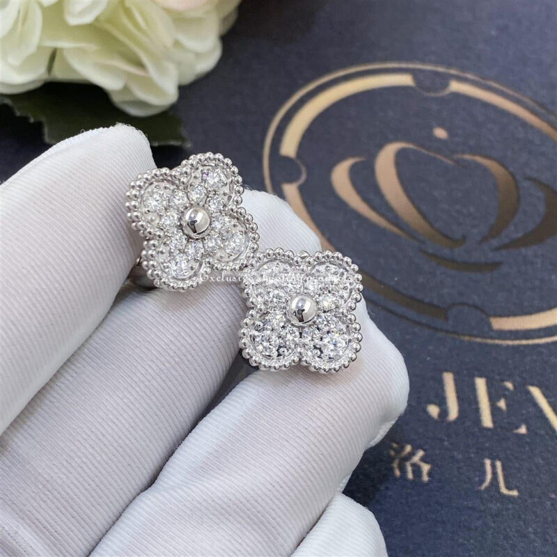 Van Cleef & Arpels VCARA44600 Vintage Alhambra Earrings White Gold Diamond 10