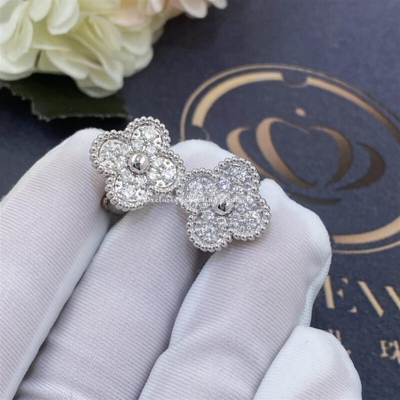 Van Cleef & Arpels VCARA44600 Vintage Alhambra Earrings White Gold Diamond 9