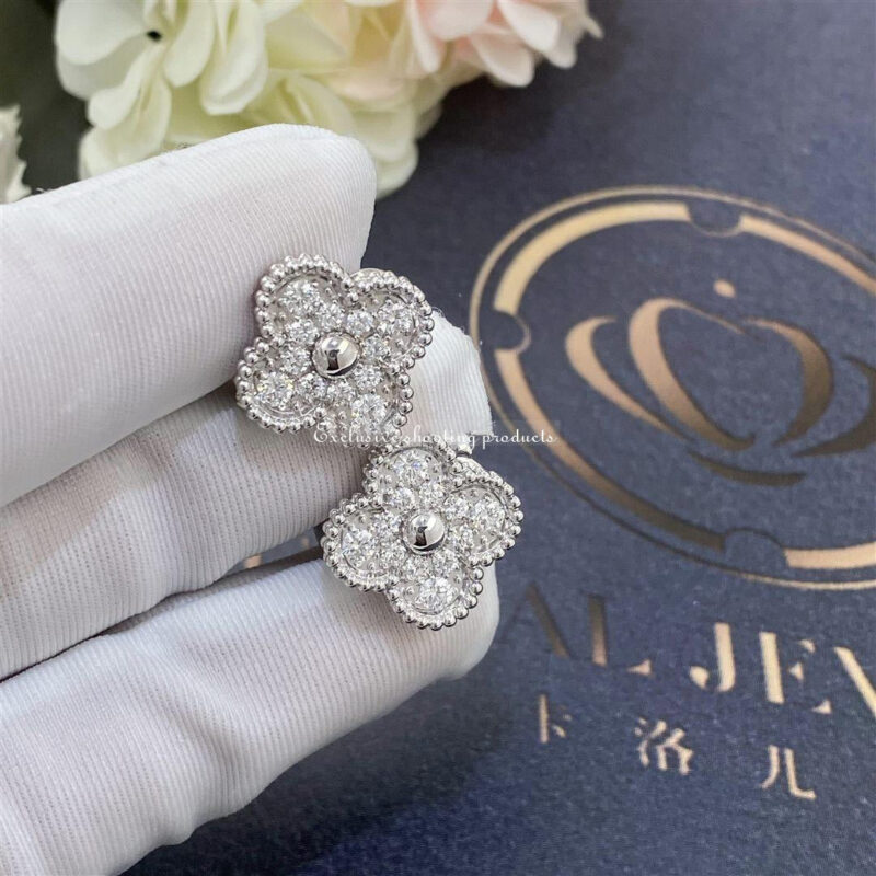 Van Cleef & Arpels VCARA44600 Vintage Alhambra Earrings White Gold Diamond 8