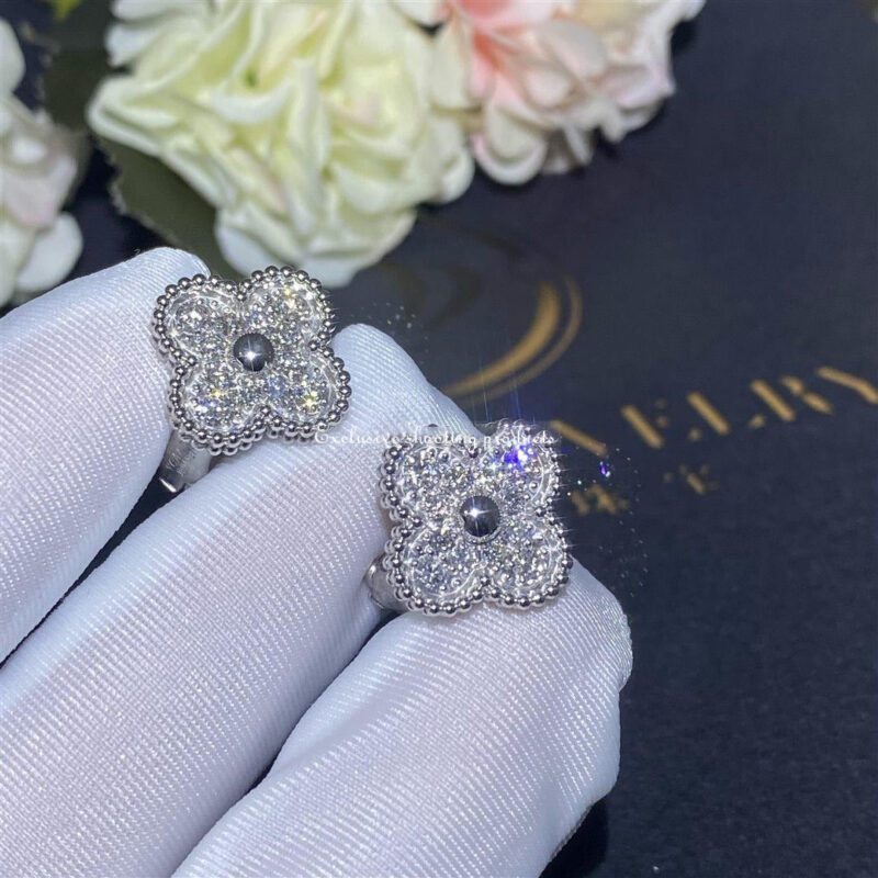 Van Cleef & Arpels VCARA44600 Vintage Alhambra Earrings White Gold Diamond 7