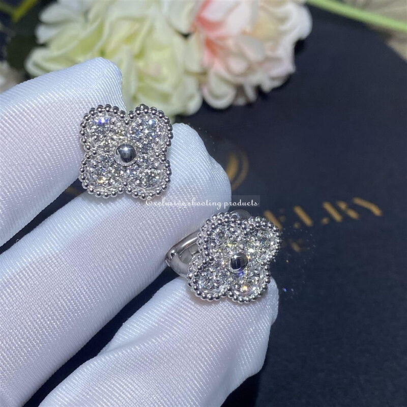 Van Cleef & Arpels VCARA44600 Vintage Alhambra Earrings White Gold Diamond 6