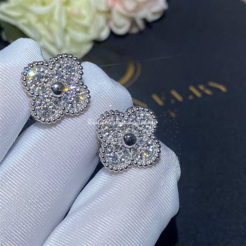 Van Cleef & Arpels VCARA44600 Vintage Alhambra Earrings White Gold Diamond 5