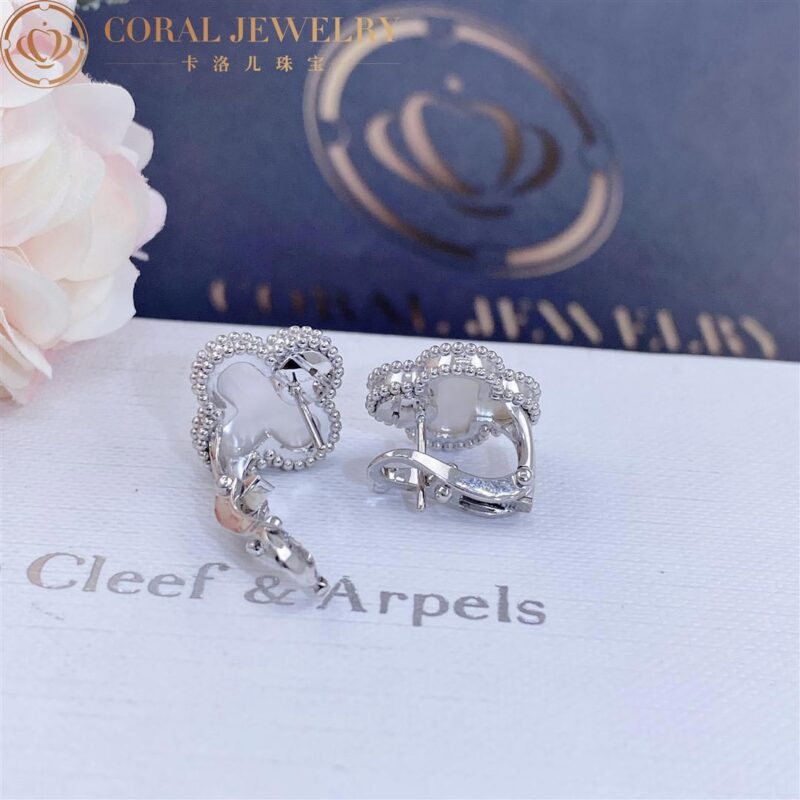 Van Cleef & Arpels VCARF48600 Vintage Alhambra earrings White gold Mother-of-pearl earrings 7