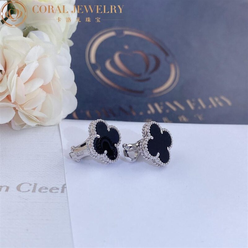 Van Cleef & Arpels VCARA44200 Vintage Alhambra earrings White gold Onyx 5