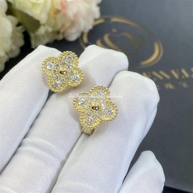 Van Cleef & Arpels VCARA44700 Vintage Alhambra Earrings Yellow Gold Diamond 5