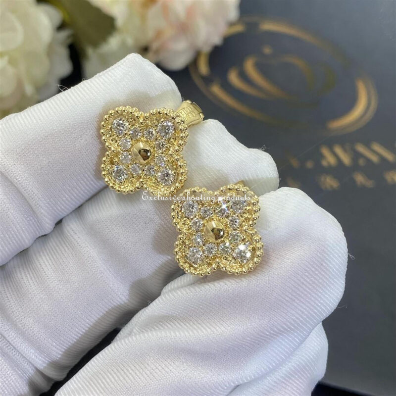 Van Cleef & Arpels VCARA44700 Vintage Alhambra Earrings Yellow Gold Diamond 4