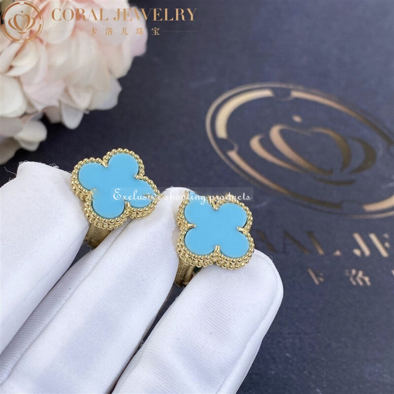 Van Cleef & Arpels Vintage Alhambra earrings VCARD40400 Yellow gold Turquoise 5