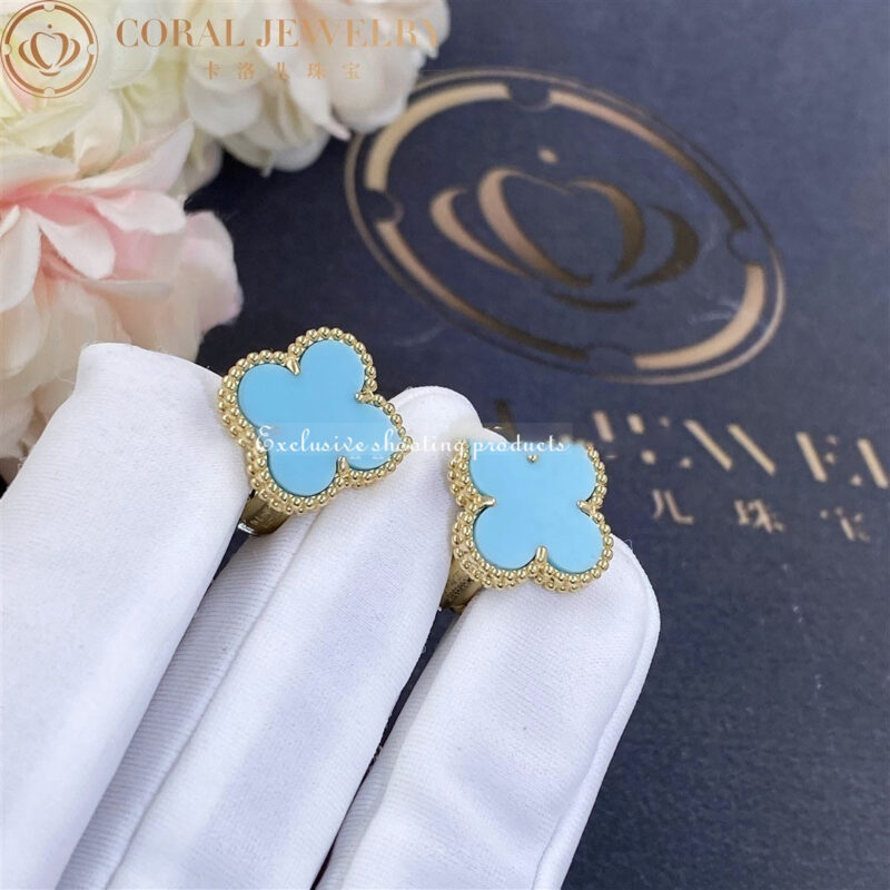 Van Cleef & Arpels Vintage Alhambra earrings VCARD40400 Yellow gold Turquoise 3