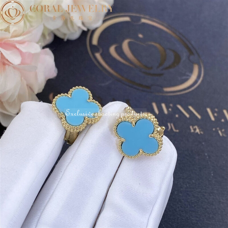 Van Cleef & Arpels Vintage Alhambra earrings VCARD40400 Yellow gold Turquoise 2