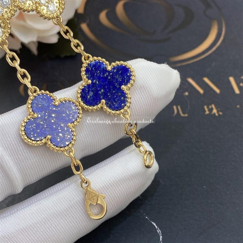 Van Cleef & Arpels Bracelet Vintage Alhambra Limited Edition Diamond Lapis Gold Bracelet 5