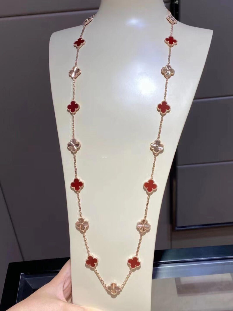 Van Cleef & Arpels VCARP7RO00 Vintage Alhambra long necklace 20 motifs Rose gold Carnelian 10