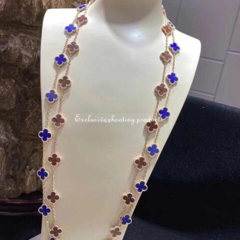 Van Cleef & Arpels Vintage necklace Alhambra long necklace 20 motifs Rose gold Letterwood necklace 6
