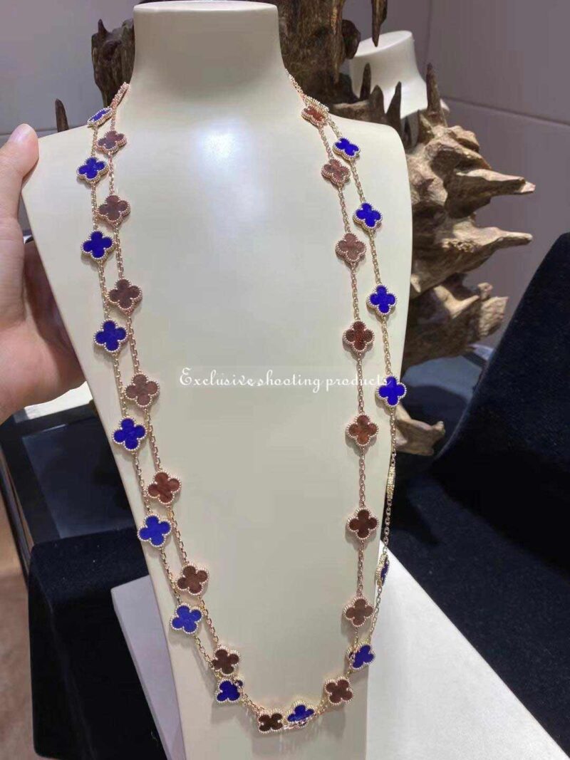 Van Cleef & Arpels Vintage necklace Alhambra long necklace 20 motifs Rose gold Letterwood necklace 5