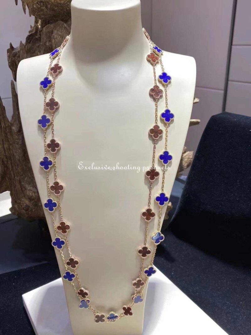 Van Cleef & Arpels Vintage necklace Alhambra long necklace 20 motifs Rose gold Letterwood necklace 4