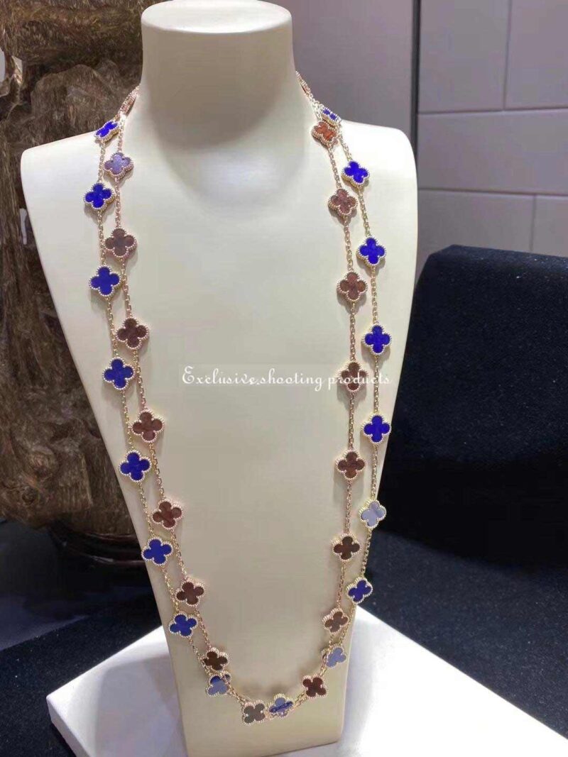 Van Cleef & Arpels Vintage necklace Alhambra long necklace 20 motifs Rose gold Letterwood necklace 3