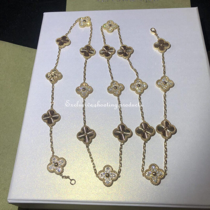 Van Cleef & Arpels VCARP4KM00 necklace Vintage Alhambra long necklace 20 motifs White gold Diamond necklace 6