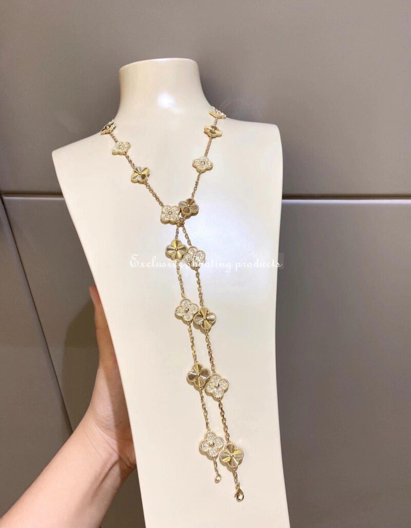 Van Cleef & Arpels VCARP4KM00 necklace Vintage Alhambra long necklace 20 motifs White gold Diamond necklace 9