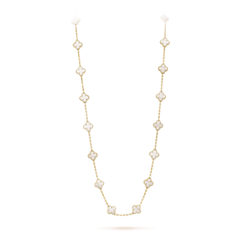 Van Cleef & Arpels VCARA42100 necklace Vintage Alhambra long 20 motifs Yellow gold Mother-of-pearl necklace 1