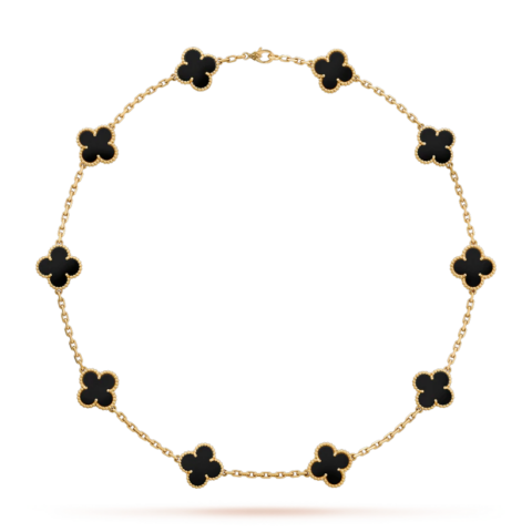 Van Cleef & Arpels VCARA42700 Necklace Vintage Alhambra 10 Motifs 18k Yellow Gold Onyx Necklace 1