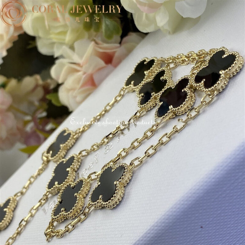 Van Cleef & Arpels VCARA42700 Necklace Vintage Alhambra 10 Motifs 18k Yellow Gold Onyx Necklace 5